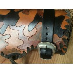 Camouflage leren motor toolrol, handgemaakt!