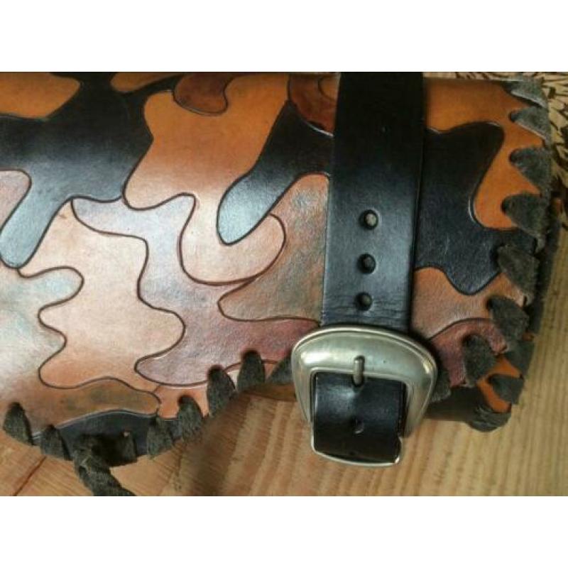 Camouflage leren motor toolrol, handgemaakt!