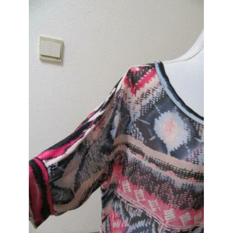 M18 wijd tuniek shirt ETAM roze blauw zwart maat 40