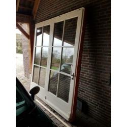 Hardhouten schuifpui B220 H250 dubbel glas