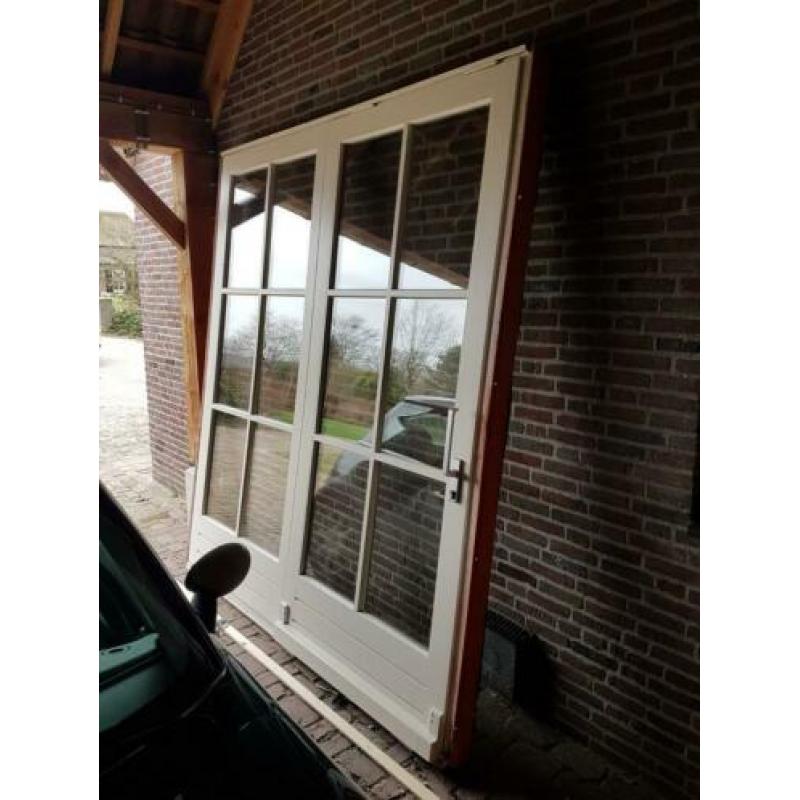 Hardhouten schuifpui B220 H250 dubbel glas