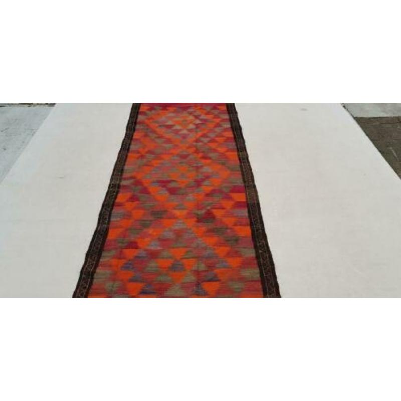 Vintage kelim kleed loper 306x104 cm vloerkleed tapijt kelim