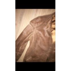 Leren biker bruin maat S