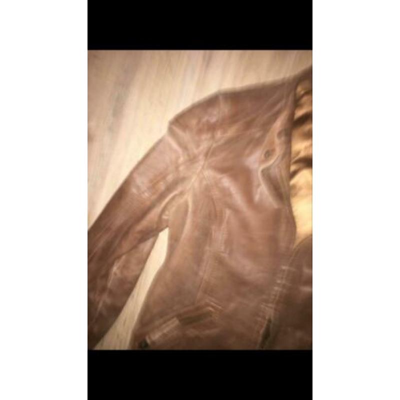 Leren biker bruin maat S