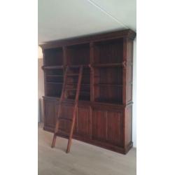 Antieke koloniale bibliotheek kast mahonie. Prachtig!