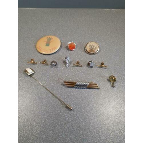 13. Dertien vintage diverse Pins en Speldjes