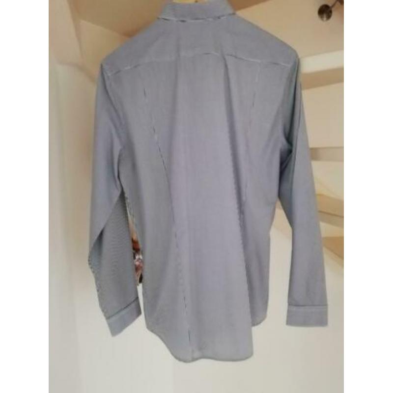 H&M overhemd easy iron maat M medium streepje man zwart wit