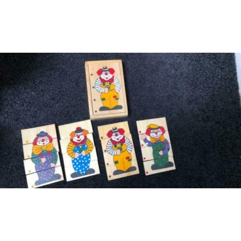 4x 4 houten clownpuzzel NIEUW