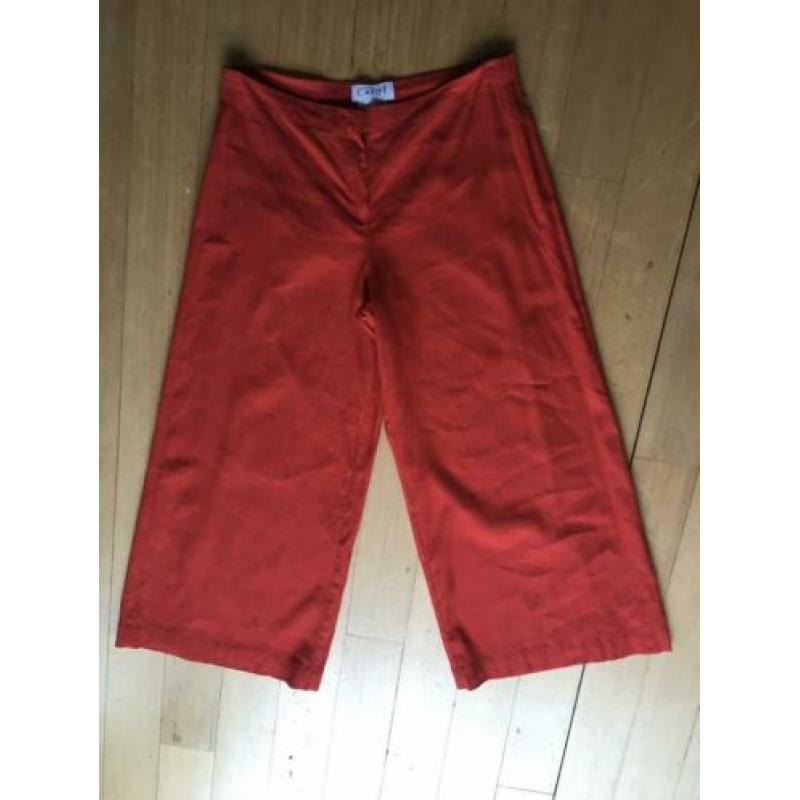 Corel wijde rode linnen mix lange broek 44 / XXL