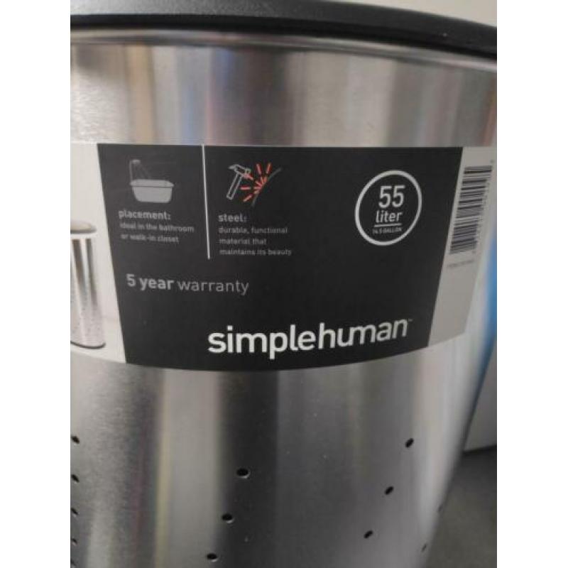 Simplehuman 55 liter wasmand rond met deksel/waszak gebruikt