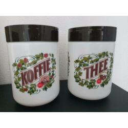 Set van 3 Antieke porseleinen Douwe Egberts bewaarpotten €15