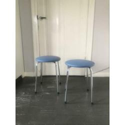 2 retro krukjes blauw