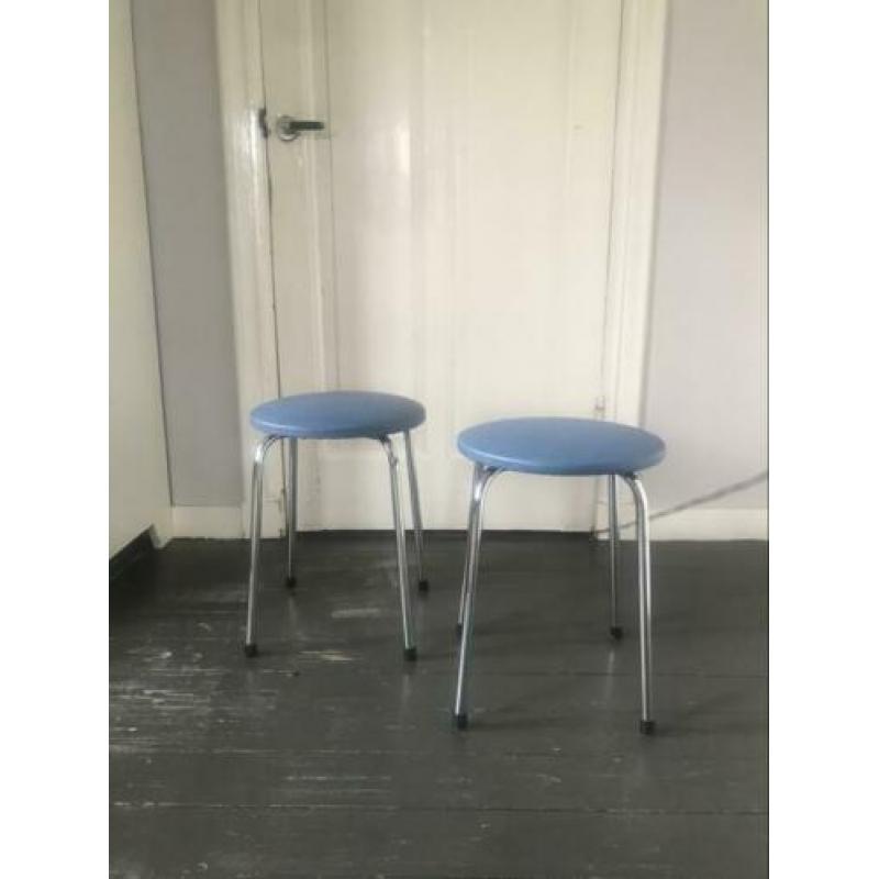 2 retro krukjes blauw