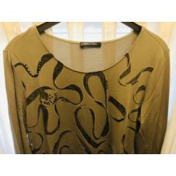 Margittes mooi nieuw bruin zwart strass shirt maat 40
