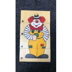 4x 4 houten clownpuzzel NIEUW