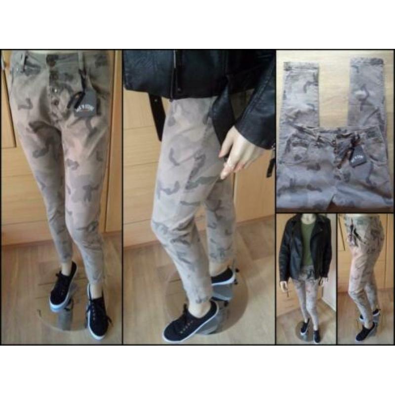 Made in ITALY nieuwe stretch camouflage broek maat S