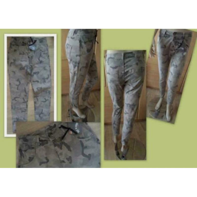 Made in ITALY nieuwe stretch camouflage broek maat S