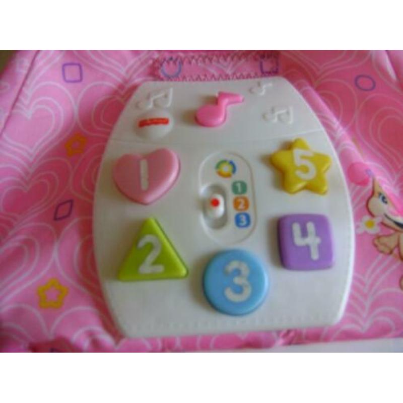 roze fisherprice tasje met speen spiegeltje muziek spelen