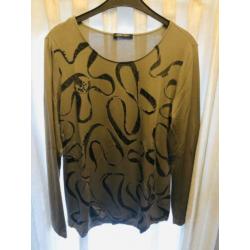 Margittes mooi nieuw bruin zwart strass shirt maat 40
