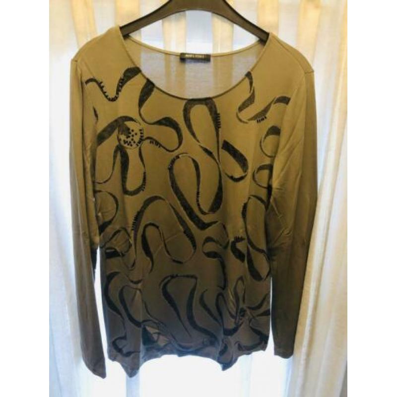 Margittes mooi nieuw bruin zwart strass shirt maat 40