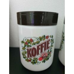 Set van 3 Antieke porseleinen Douwe Egberts bewaarpotten €15