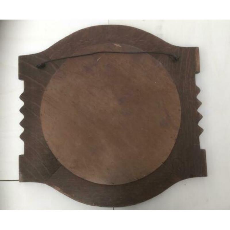 Vintage eikenhouten spiegel ca 70 cm. (45 cm glas)