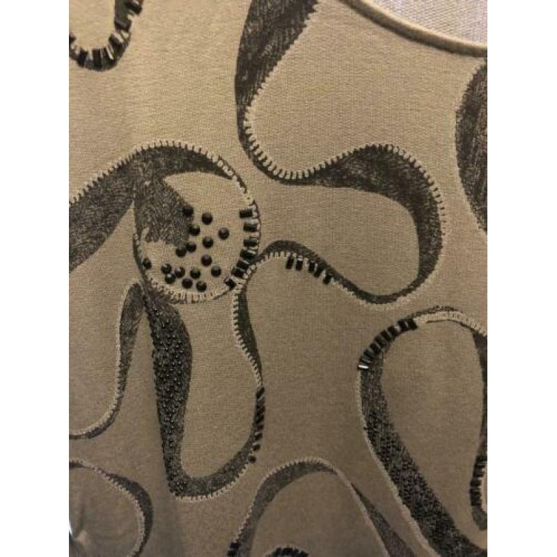 Margittes mooi nieuw bruin zwart strass shirt maat 40