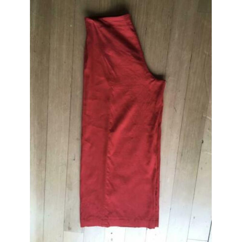 Corel wijde rode linnen mix lange broek 44 / XXL