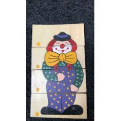 4x 4 houten clownpuzzel NIEUW