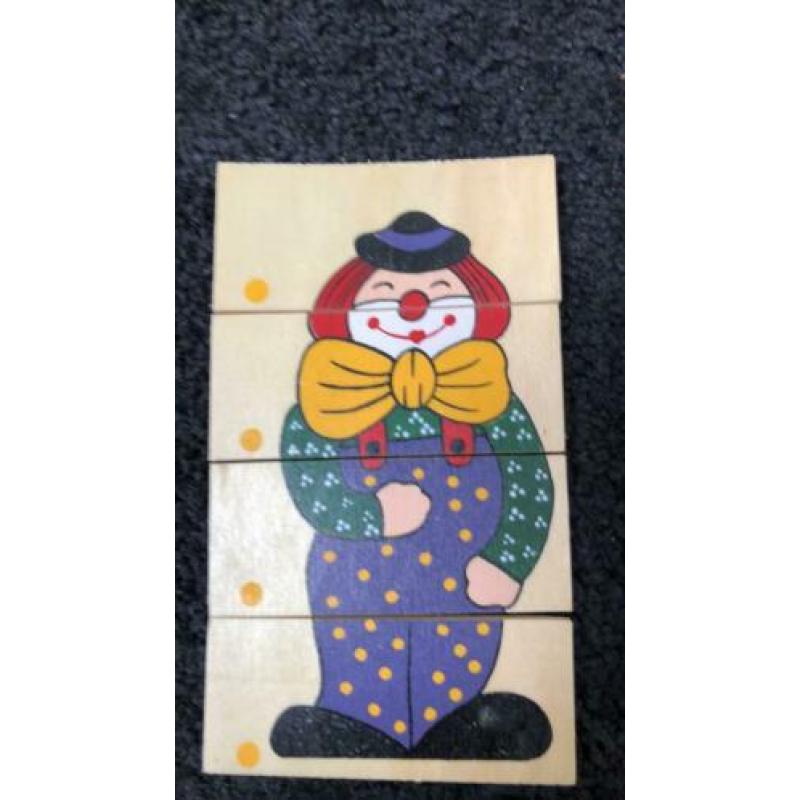 4x 4 houten clownpuzzel NIEUW