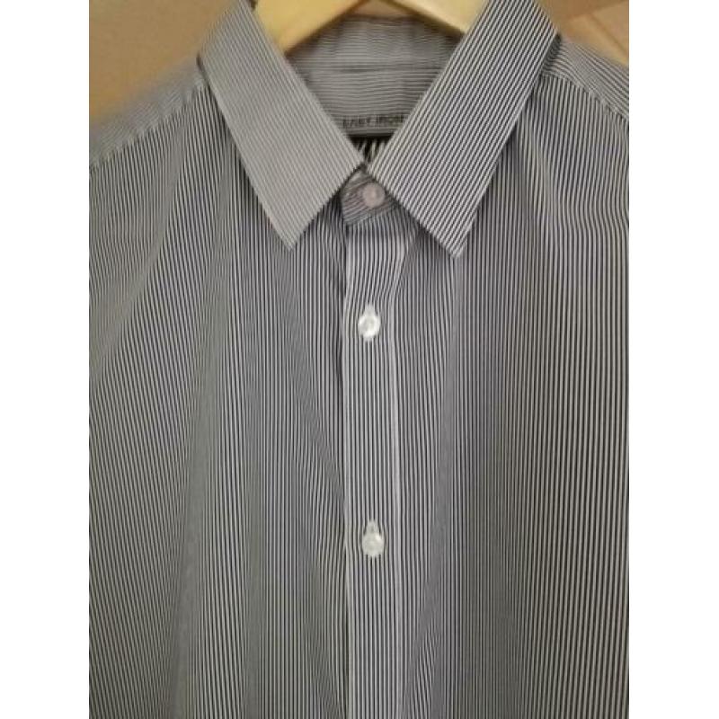 H&M overhemd easy iron maat M medium streepje man zwart wit