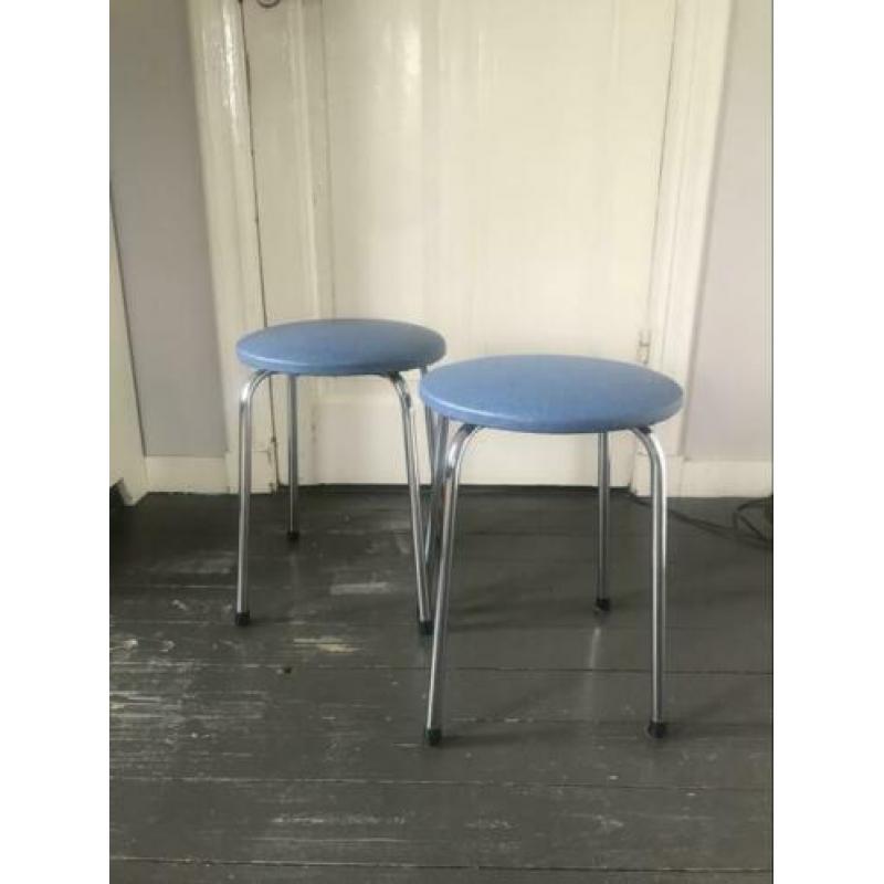 2 retro krukjes blauw