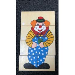 4x 4 houten clownpuzzel NIEUW