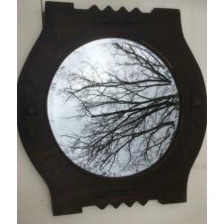 Vintage eikenhouten spiegel ca 70 cm. (45 cm glas)