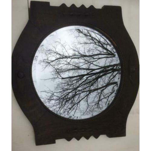 Vintage eikenhouten spiegel ca 70 cm. (45 cm glas)