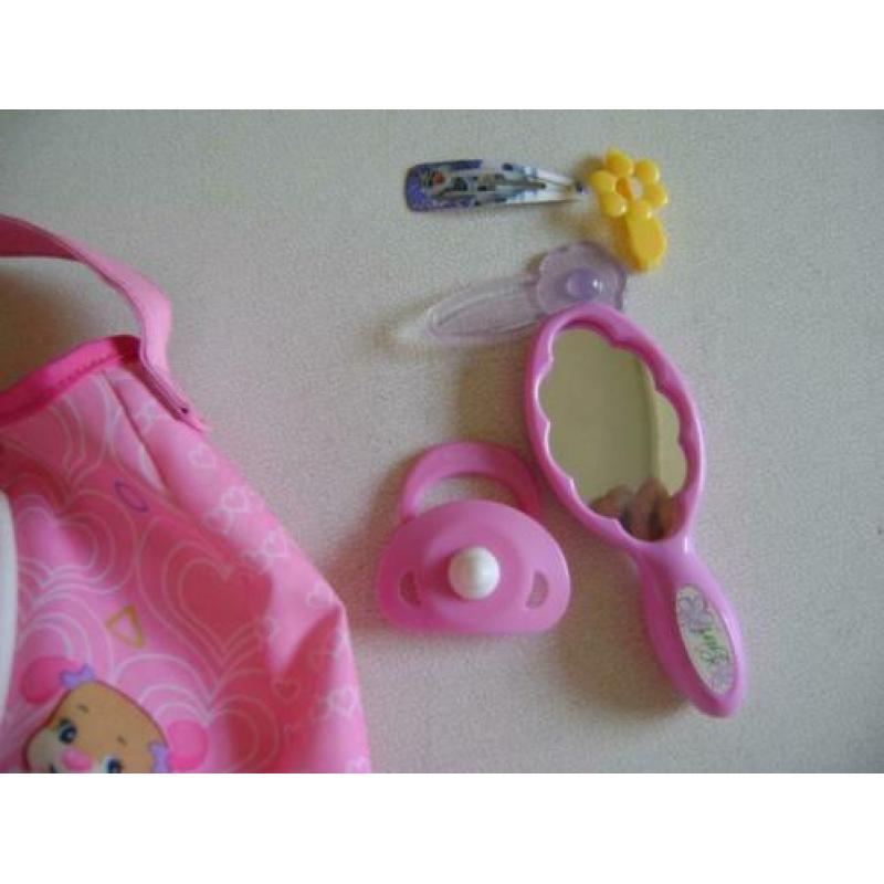 roze fisherprice tasje met speen spiegeltje muziek spelen