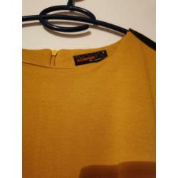 prachtige mosterdgeel jurk met leather details. maat M