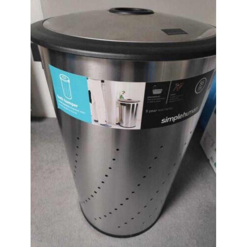 Simplehuman 55 liter wasmand rond met deksel/waszak gebruikt