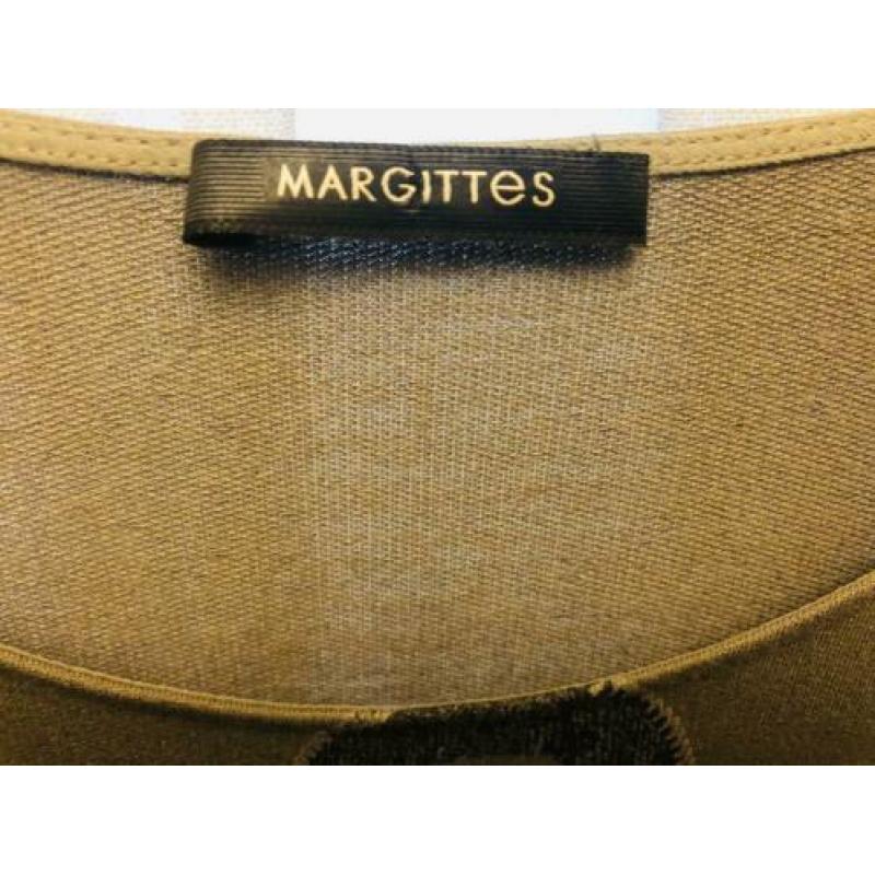 Margittes mooi nieuw bruin zwart strass shirt maat 40