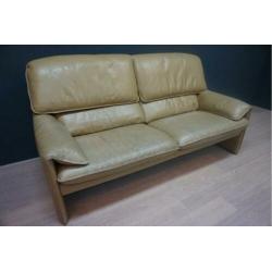 Lederen vintage LeoLux bank, kleur: creme/gamel