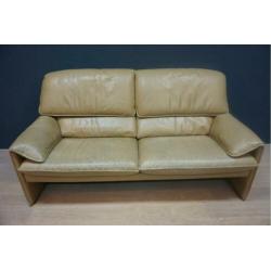 Lederen vintage LeoLux bank, kleur: creme/gamel