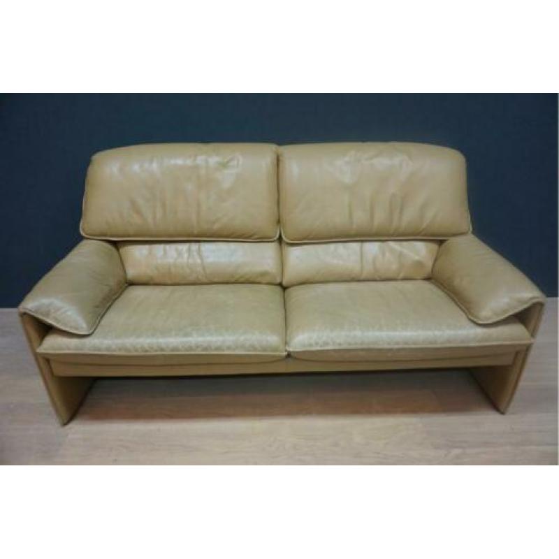 Lederen vintage LeoLux bank, kleur: creme/gamel