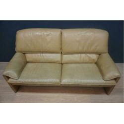 Lederen vintage LeoLux bank, kleur: creme/gamel