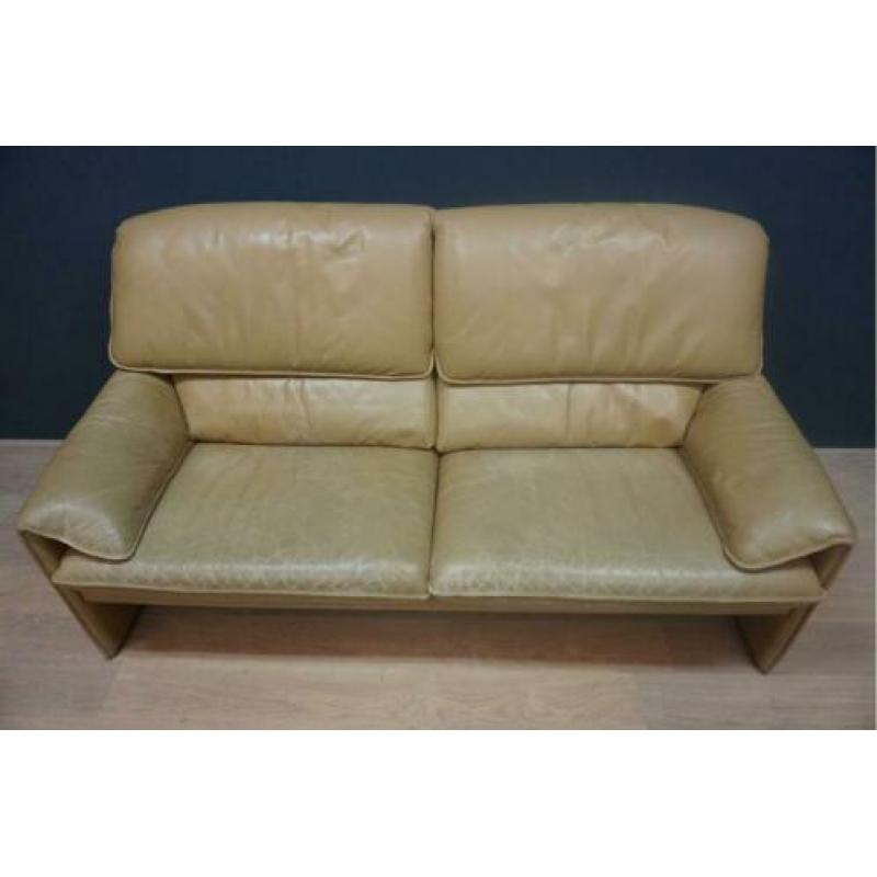 Lederen vintage LeoLux bank, kleur: creme/gamel
