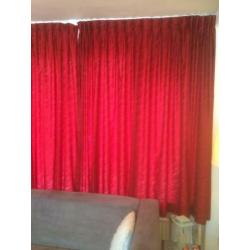 Set gordijnen (4 stuks ) rood stof