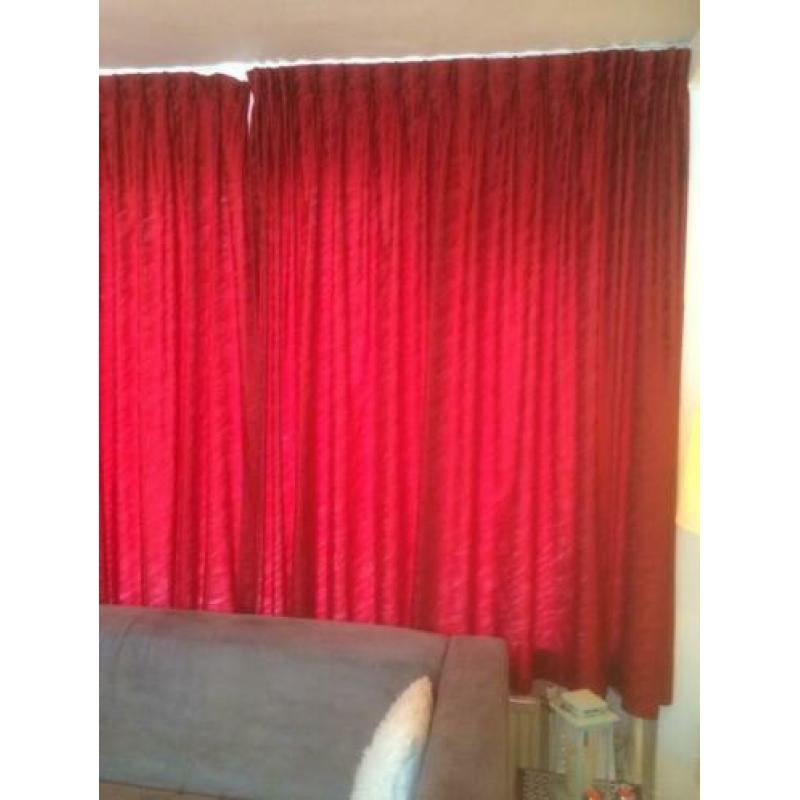 Set gordijnen (4 stuks ) rood stof