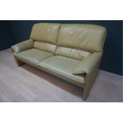 Lederen vintage LeoLux bank, kleur: creme/gamel