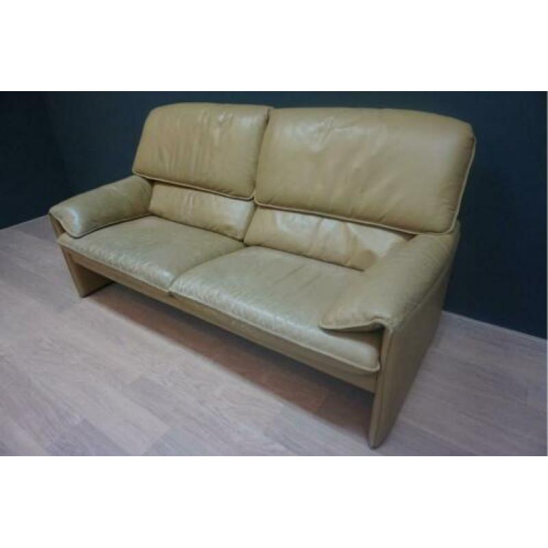 Lederen vintage LeoLux bank, kleur: creme/gamel