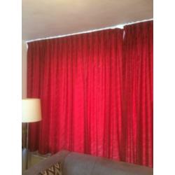 Set gordijnen (4 stuks ) rood stof