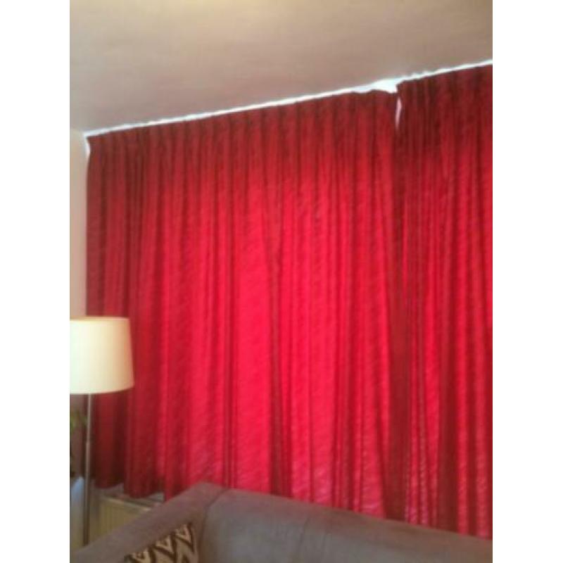 Set gordijnen (4 stuks ) rood stof